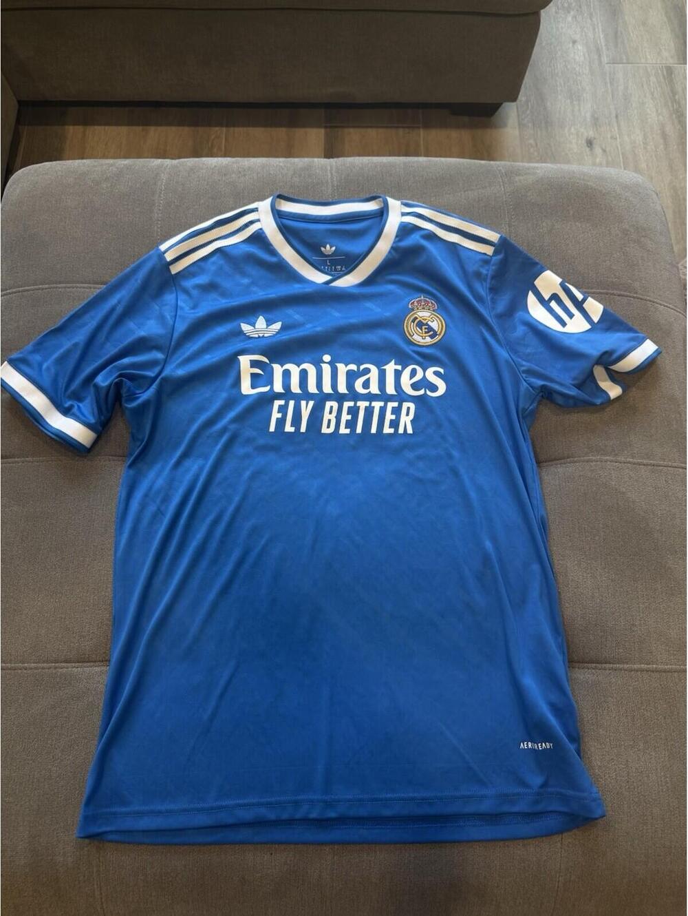 adidas Real Madrid Men's Soccer Jersey Blue/White RMCF Size L NWOT
